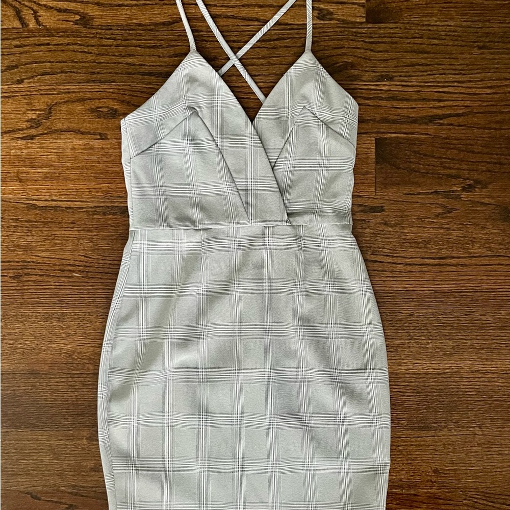 by the way, Revolve. Light Gray Plaid Dress
